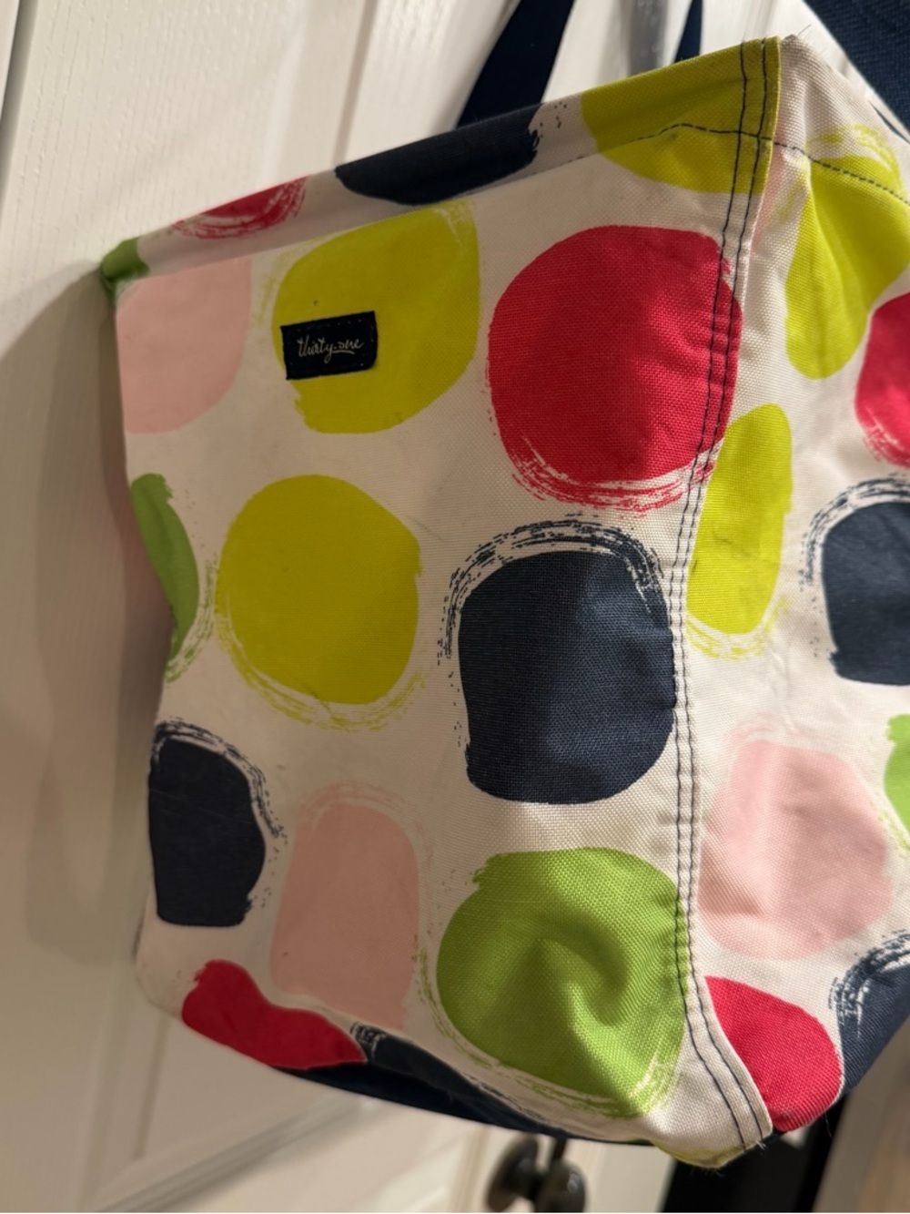 Thirty One 31 Bag Large Canvas Polka Dot Watermelon Heather Utility Tote Bag - Picture 3 of 12